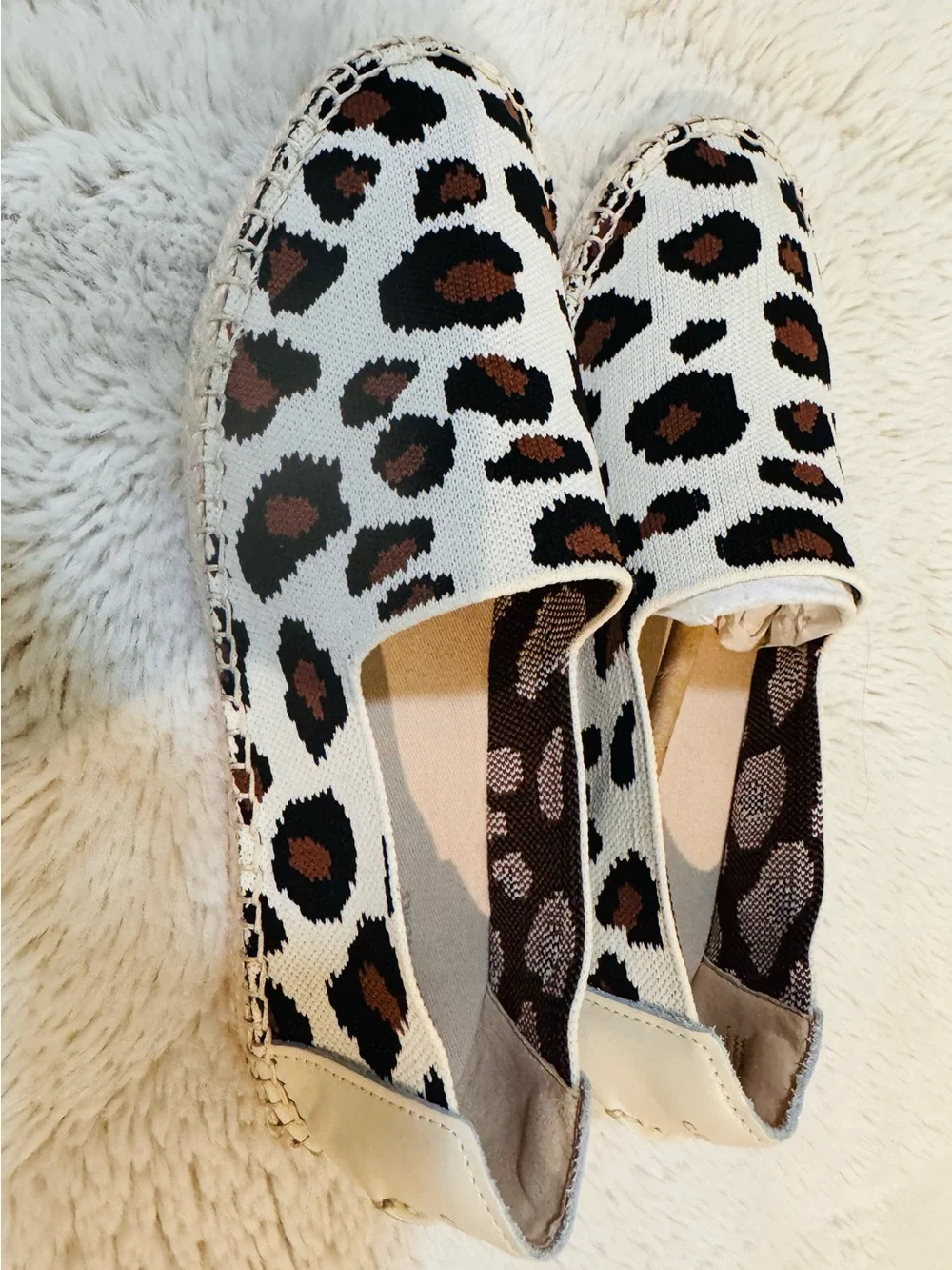 Cole Haan Leopard-Print Espadrilles in White, Brown, Black 7.5